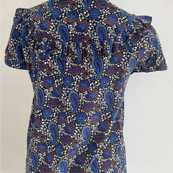 Sandro Paris 100% silk blouse. Blue floral paisley in size S. - Picture 4 of 7